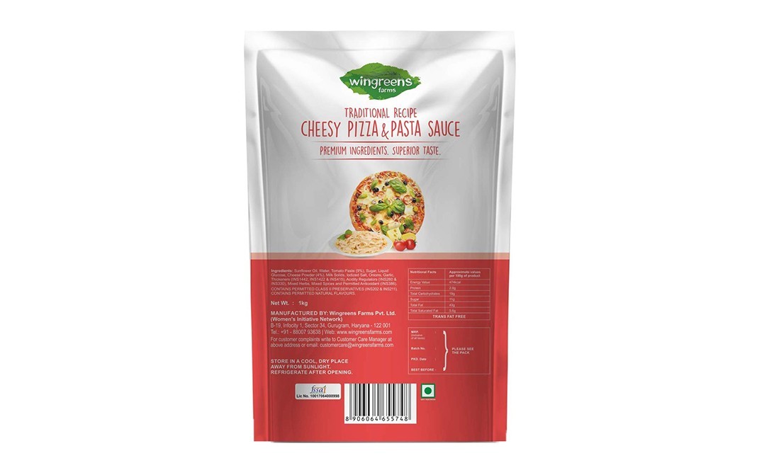 Wingreens Farms Traditional Recipe Cheesy Pizza & Pasta Sauce   Pack  1 kilogram